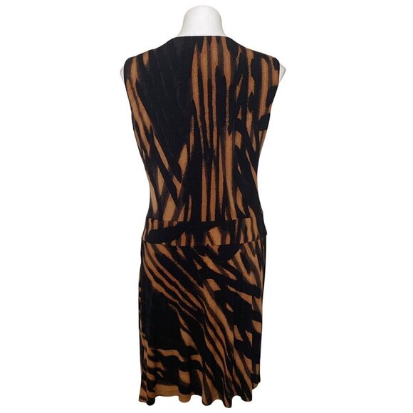 Calvin Klein Brown & Black Abstract Print Dropped Waist Dress, Women's Size 10 - Picture 5 of 9